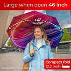 TUMELLA Inverted Windproof Umbrella, Large, Strong, Light, Portable, Automatic Reverse Folding Rain Umbrella, Durable Premium Grip, Fits Car & Backpack