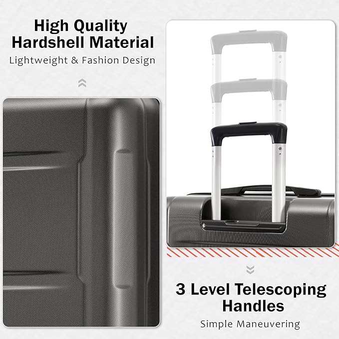 Merax Luggage Sets 20/28 Inch Suitcase Sets with TSA Lock Hardshell Luggage with Bags