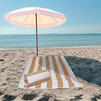 COTTON CRAFT Oversized XL Beach Towel - 2 Pack 39 x 68 inches Big & Huge Beach Blanket Towel - 100% Cotton Velour Thick Plush 450 GSM Super Soft Luxury - Pool Picnic Bath Towel - Cabana Stripe Linen