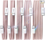 LISEN USB C to USB C Cable, 5-Pack [3.3/3.3/6.6/6.6/10FT] Pink for iPhone 17 Charger Cord, 60W C to C Cable Fast Charging for iPad, iPhone 17 Air 16 15 Pro Max, Samsung Z Flip 7/S25/S24