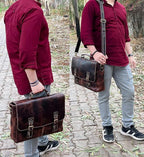 RUSTIC TOWN 16" Leather Laptop Messenger Bag for Men - Full Grain Leather Briefcase Computer Satchel Office Crossbody Bag