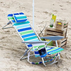 GarveeLife Backpack Beach Chair for Adults 2 Pack, Lightweight Portable Lay Flat Folding Beach Chair with 5 Positions, Backpack Straps, Phone Pocket, Cup Holder & Towel Bar, Support to 300 LBS