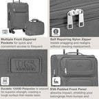 U.S. Traveler Rio Lightweight Softside Rolling Carry-on Suitcase, 4-Wheel Single, Light Gray