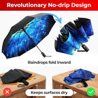 TUMELLA Inverted Windproof Umbrella, Large, Strong, Light, Portable, Automatic Reverse Folding Rain Umbrella, Durable Premium Grip, Fits Car & Backpack