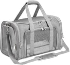 Soft-Sided Cat/Dog/Pet Carrier, Collapsible Pets Travel Carriers for Big Cats/Small Dogs with Shoulder Strap & Removable Mat, Mesh Puppy Carry Bag, Up to 16 Lbs, TSA Airline Approved(Gray)