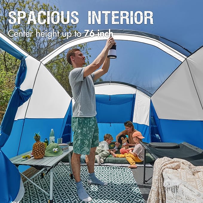 PORTAL 6/8/10 Person Family Camping Tent with Screen Room, Water Resistant Big Tunnel Tents with Rainfly, Large Family Tent for Camping, Outdoor, Patio