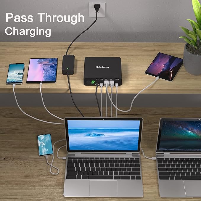 PD 100W USB-C Power Bank, 32000mAh Portable Laptop Charger [PD 3.0 100W & 65W Dual Type-C Ports + QC 3.0 Four Ports] for MacBook, Dell, HP, iPhone, Samsung, Switch and More