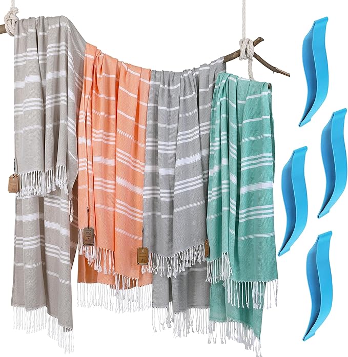 4 Packs Turkish Beach Towel Pool Swim Towels Soft Extra Large Sand Free Quick Dry Lightweight Travel Carnival Cruise Ship Essentials Accessories Camping Must Haves Packing List Clearance Oversized