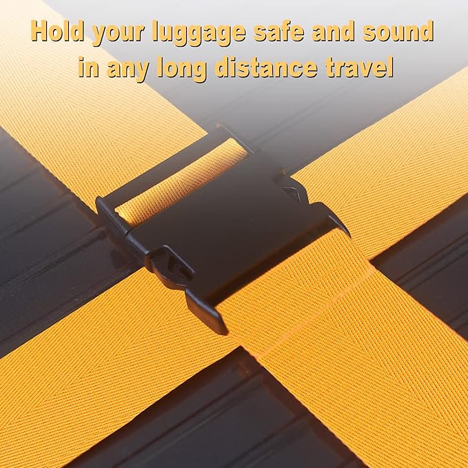 Luggage Straps for Suitcases TSA Approved Travel Belt 4 Pack by Chelmon (Yellow)