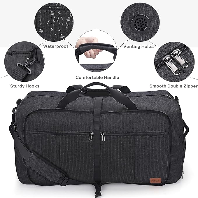 120L Foldable Collapsible Waterproof Travel Duffel Bag for Men and Women with Shoe Compartment