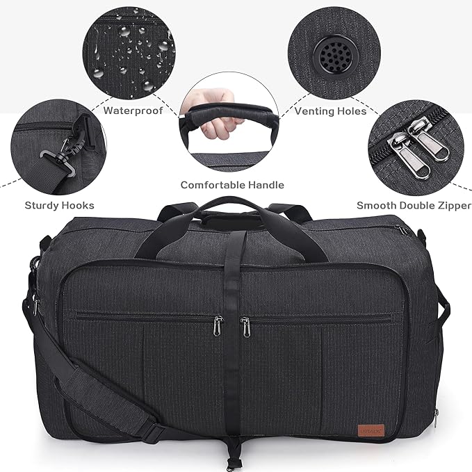 100L Travel Duffle Bag for Men, Urtala 32” Large Duffle Bag for Traveling with Shoe Compartment, Foldable Travel Duffel Bag Weekender Bag Gym Bag for Men Women Waterproof & Tear Resistant (Black)