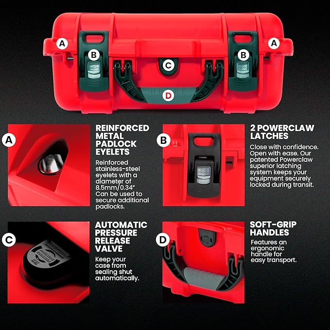 NANUK 920 Waterproof First Aid Box Empty – Durable, Medical First Aid Organizer Case, IP67-Rated, Dustproof, Impact-Resistant, and Floats (15" x 10.5" x 6.2") – Red