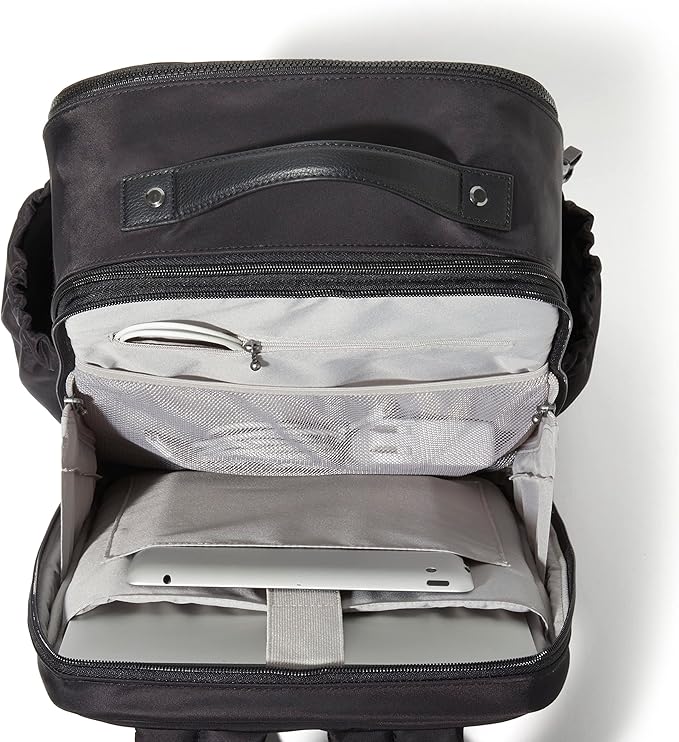 Baggallini Tribeca Expandable Laptop Backpack - 15"x11" Lightweight RFID Computer Bag for Work & Travel with Luggage Sleeve