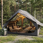 Inflatable Camping Tent with Electric Air Pump - 420D Heavy Duty Oxford - 5 Min Auto-Inflation - Panoramic Stargazing Skylight - 4 Season Luxury Glamping Cabin, 4-10 Person Multiple Sizes