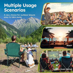 ALPHA CAMP Camping Chairs 250LBS Capacity, Heavy Duty Folding Chair with 4-Can Cooler Bag, Portable Outdoor Chair with Cup Holder for Adults, Collapsible for Tailgating, Beach, Fishing,Black,2PC