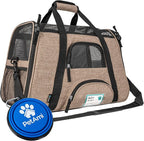 PetAmi Airline Approved Pet Carrier for Cats & Small Dogs, Soft Sided TSA Travel Carrier Bag with Sherpa Bed, Breathable Mesh Ventilation, Collapsible Bowl, Up to 18 lbs, Small Heather Taupe