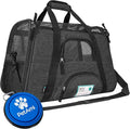 PetAmi Airline Approved Pet Carrier for Cats & Small Dogs, Soft Sided TSA Travel Carrier Bag with Sherpa Bed, Breathable Mesh Ventilation, Collapsible Bowl, Up to 18 lbs, Large Heather Dark Gray