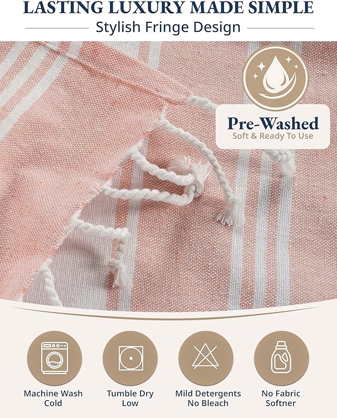 LANE LINEN Large Pool Towels, XL Beach Towel 2 Pack, Pre-Washed, No Shrink, Quick Dry Oversized Beach Towels, Stylish Beach Towel for Women, Sand Free Towel, 39"x71" - Quartz Pink