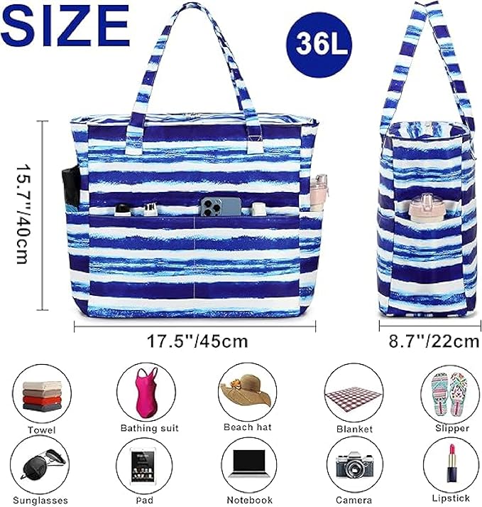 Bluboon Waterproof Beach Tote Pool Bags for Women Ladies Extra Large Carry On Bag With Wet Compartment for Weekender Travel