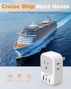 TESSAN US to Japan Plug Adapter 2 Pack,2 Prong to 3 Prong Outlet Adapter with 4 Outlets and 3 USB (2 USB-C), Power Adaptor US to Japan China Mexico Philippines Canada Peru Thailand Vietnam