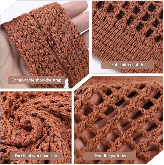 WantGor Crochet Bags, Beach Mesh Tote Bag Womens Shoulder Shopping Handbag Casual Travel Totes Bag Foldable Hobo Bags