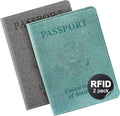 VIDIVICI Unisex 2pk RFID Passport And Vaccine Card Holder Combo,Passport Holder-Black&Light Blue | 2pk, RFID, Passport Holder