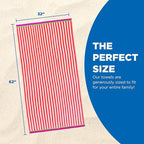 Kaufman - Colorful Racing Striped Beach & Pool Towel - Extra Large Beach Towel - Soft & Absorbent 100% Cotton Towels - Assorted Colors - 32" x 62" - 24 Pack