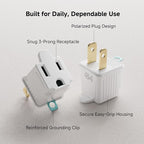 [ETL Listed] Cable Matters 3-Pack 2 Prong to 3 Prong Outlet Adapter, 3P to 2P Plug Adapter - Converts a 2Prong Outlet to Support 3Prong Plugs, White