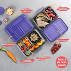 AOHEA Stainless Steel Bento Box Kids, Kids Metal Bento Lunch Box BPA Free Lunch Box Containers 304 Stainless Steel Bento Box for School and Office(Purple)