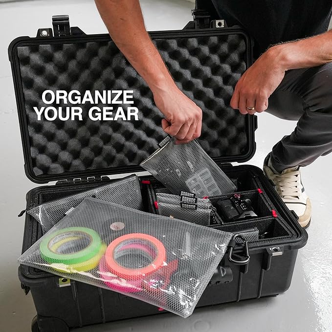 GOBAGS Air Production Multi‑Size Clear Zipper Pouch (4‑Pack) – Cable Organizer & Travel Gear Bag for Electronics, Camera Accessories, Tool Pouch & Small Tech Storage