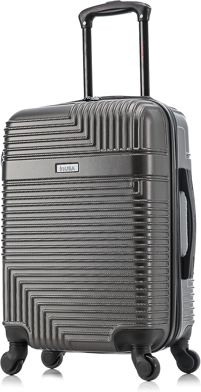 InUSA RESILIENCE Luggage with Spinner Wheels | Durable Lightweight Hardshell Spacious Travel Bag with Handle and Trolley | 20-Inch Carry On Small Luggage | Charcoal