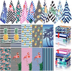 EBOOT 10 Pack Oversized Beach Towel Set Extra Large Pool Towels Microfiber Quick Dry Swim Blanket for Adult Women Men Face Hand Body Bath Travel Pool(Novel Color,28 x 59 Inch,Flamingo)