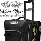 Von Dutch Signature Patch Carry-On 20-Inch Rolling Duffel with Telescopic Trolley Handle and Inline Skate Wheels
