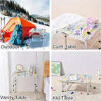 Yriuat Folding Camping Table 2ft Portable Pinic Table Adjustable Height Small Card Table Aluminum Foldable Lightweight with Carry Handle for Outdoor Indoor Hiking Camp BBQ Beach (Blooming Floral)