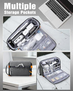 Smasrob Electronics Organizer Travel Case, Water Resistant Tech Bag Charger Pouch for Cord, Cable, Cards, Phone, Airpods, Grey