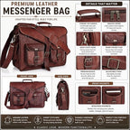 DHK Laptop Messenger Bag 17.6 Inch, Tocode Water Resistant Vintage Canvas Leather Shoulder Bag, Durable Computer Bags Business Briefcases Satchel Bag Work Bags for Men and Women, Coffee (brown)