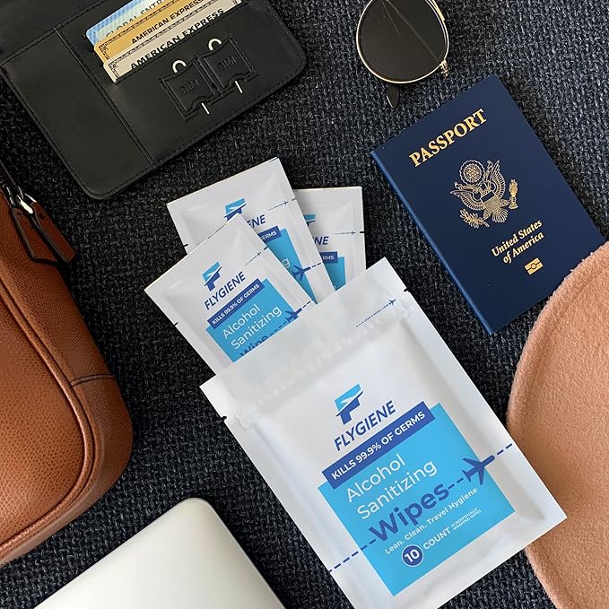 LUX Travel Essentials – 33 Piece Premium Hygiene & Comfort Set with Blue EVA Hard Case – Includes Dental Care, Face Masks, Wipes, Bandages & TSA-Friendly Travel Accessories