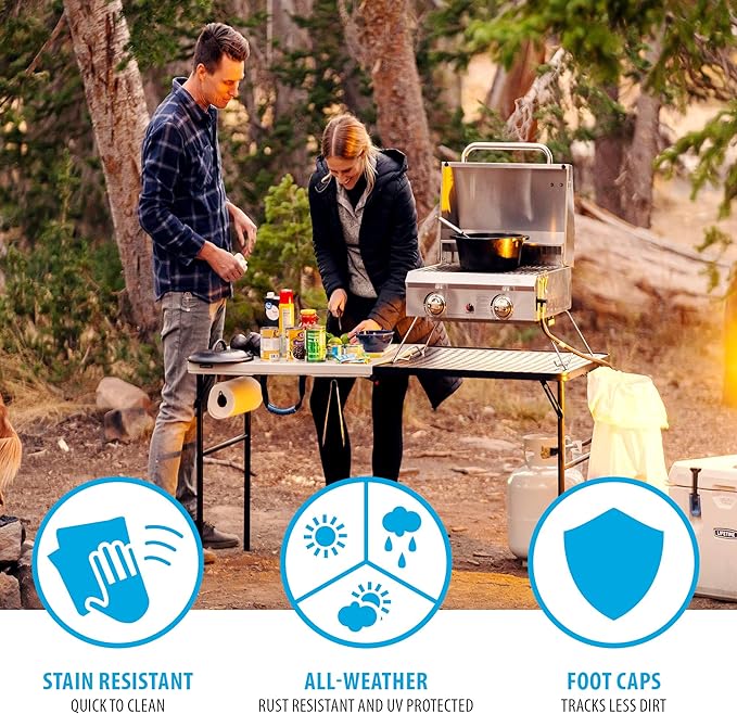 LIFETIME Folding Tailgate Table with Grill Rack, Portable Outdoor Camping Station, 5-Foot