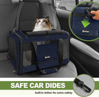 GAPZER Cat Carrier 18x11x11 United Airline Approved, Top Loader Heavy Duty Softshell Pet Flying Bag 18lbs, Small Dog Chihuahua Crate 5-10 Pounds, Kitty Transport Kennel, Miniature Poodle Case Navy