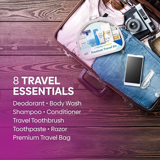 Handy Solutions Premium Women’s 7Piece Travel Size Kit, clear, 1 Count
