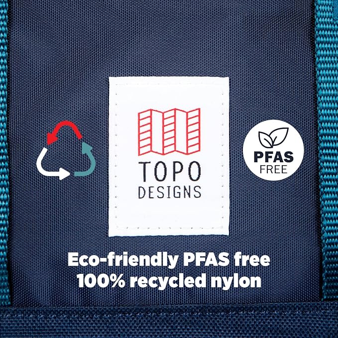 Topo Designs Global Travel Bag – 30L or 40L - Carry-On Compliant Most Airlines, Durable Travel Duffel Bag, Clam Shell Main Pocket, Laptop Sleeve, Backpack, Luggage (40L / Dark Denim/Burgundy)