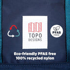 Topo Designs Global Travel Bag – 30L or 40L - Carry-On Compliant Most Airlines, Durable Travel Duffel Bag, Clam Shell Main Pocket, Laptop Sleeve, Backpack, Luggage (30L / Navy/Sahara)