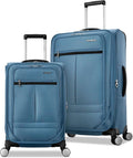 Samsonite 2-PC Soft-Sided 21/25” (Carry-On & Medium Checked), Lightweight Expandable Element Luggage Set: 2 Front Pockets & Side Pocket, Four Spinner Wheels, Adjustable Handle, Durable- Captains Blue