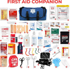 Fully Stocked EMT Trauma Bag – Tactical First Responder Medical Kit with Tourniquet, Chest Seals, Bleeding Control, Gauze, Shears & Bandages – Navy Blue