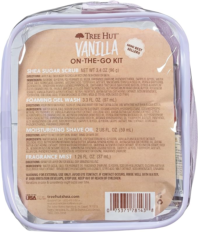 Tree Hut Mini Set Vanilla Everything Shower Gift Set for Women, Exfoliating Body Scrub, Body Wash & Body Butter, Travel Size Skin Care Set, Hydrating & Moisturizing Self-Care Gift for Smooth Skin