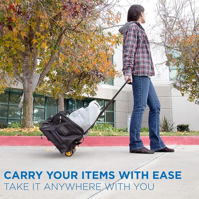 Mount-It! Folding Luggage Cart and Dolly | 77 Lb Capacity | Portable Lightweight Luggage Trolley Cart with Telescoping Handle and 4 Rubber Wheels | Steel Frame