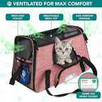 PetAmi Airline Approved Pet Carrier for Cats & Small Dogs, Soft Sided TSA Travel Carrier Bag with Sherpa Bed, Breathable Mesh Ventilation, Collapsible Bowl, Up to 18 lbs, Large Heather White Red