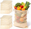 LEAFICO Reusable Produce Bags – 100% Cotton Mesh & Solid Hybrid (XL 14x18 inch 6 Pcs) – Extra Large Bags for Potatoes, Laundry, Toys, Bulk Storage – Washable, Plastic-Free, Breathable, Zero Waste
