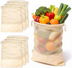 LEAFICO Reusable Produce Bags – 100% Cotton Mesh & Solid Hybrid (XL 14x18 inch 6 Pcs) – Extra Large Bags for Potatoes, Laundry, Toys, Bulk Storage – Washable, Plastic-Free, Breathable, Zero Waste