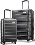 Samsonite Omni 2 Hardside 2 Piece Set - Includes Global Carry-On & Medium Checked Suitcases - 360° Dual Spinner Wheels - Integrated TSA Lock & Expansion - Amazon Exclusive - Midnight Black